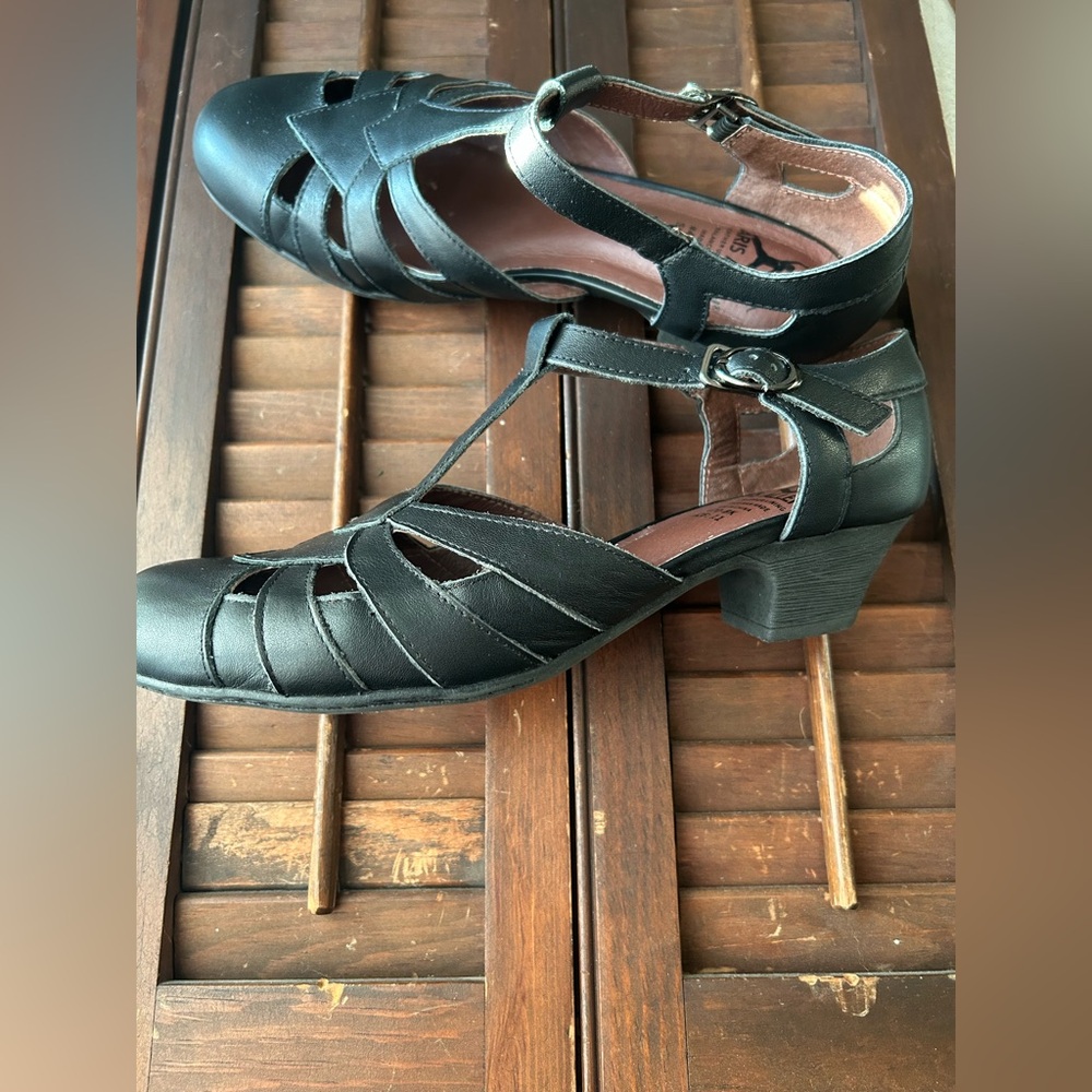 Aris Allen Women's Black T-Strap Dance Shoes - 11 Black